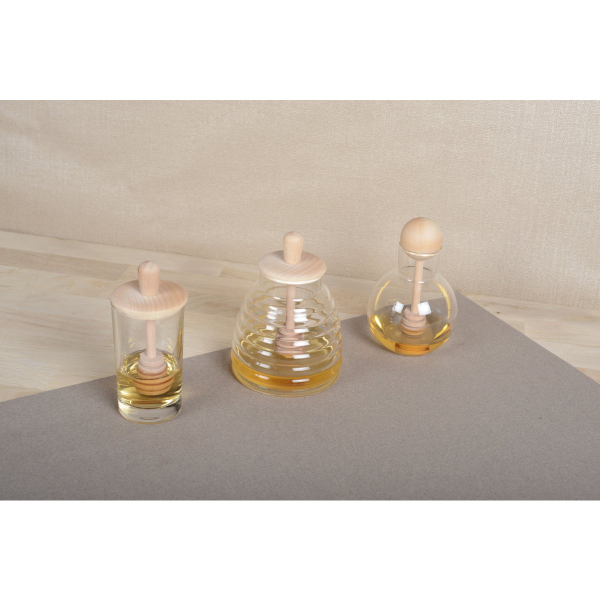 HONIGGLAS AUS GLAS UND HOLZ 6X6X13CM