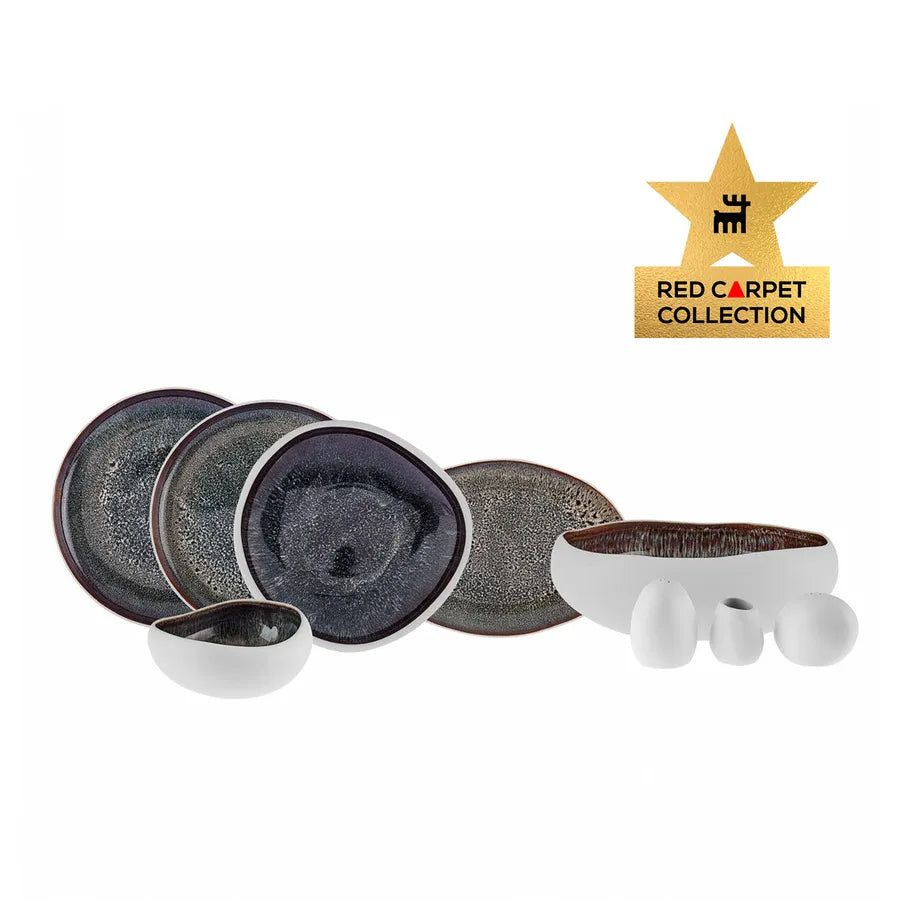 Karaca Red Carpet Collection Streamline New Galactic Geschirrset, Stoneware, 12 Personen, Weiß, 59 teilig