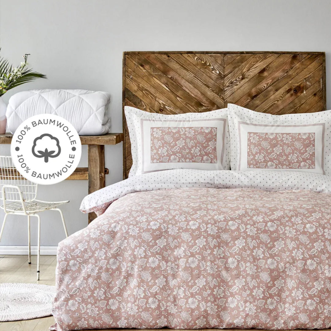 Karaca Celerina Rosa Fitted Bettwäsche Set für Doppelbett