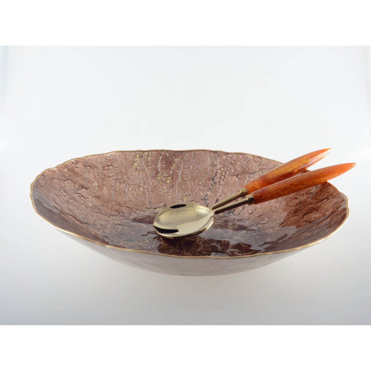 SALATSERVICE AUS GOLD UND ORANGE, 29 CM