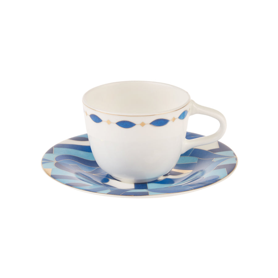 Karaca Fine Pearl Azur Mokkatassen Set für 6 Personen