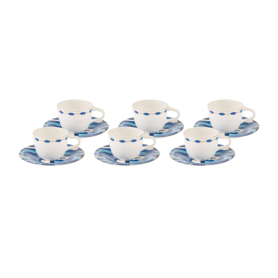 Karaca Fine Pearl Azur Mokkatassen Set für 6 Personen