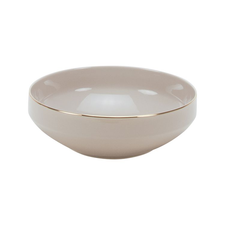 Lunel Taupe Salatschüssel gold umrandet