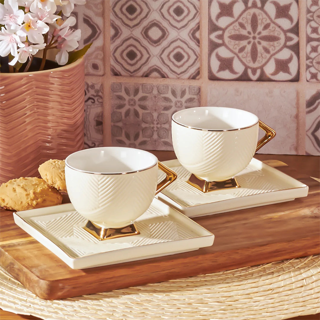 Karaca Art Deco Mokkatassen Set Cream für 2 Personen