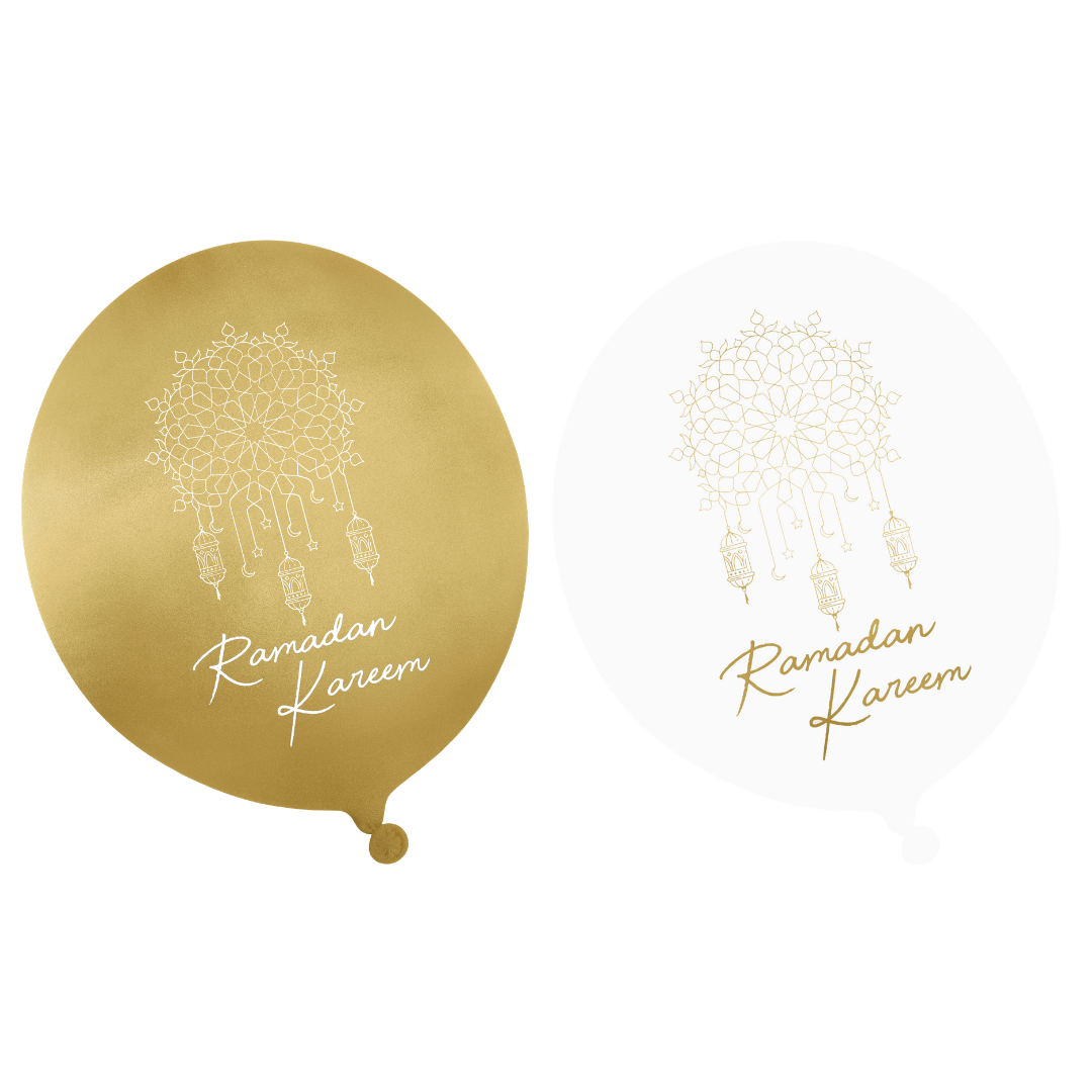 Ramadan Kareem Partyballons (10 Stück) — Gold & Weiß