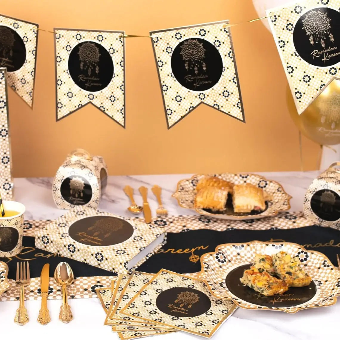 Ramadan Kareem Partybanner - Schwarz & Gold