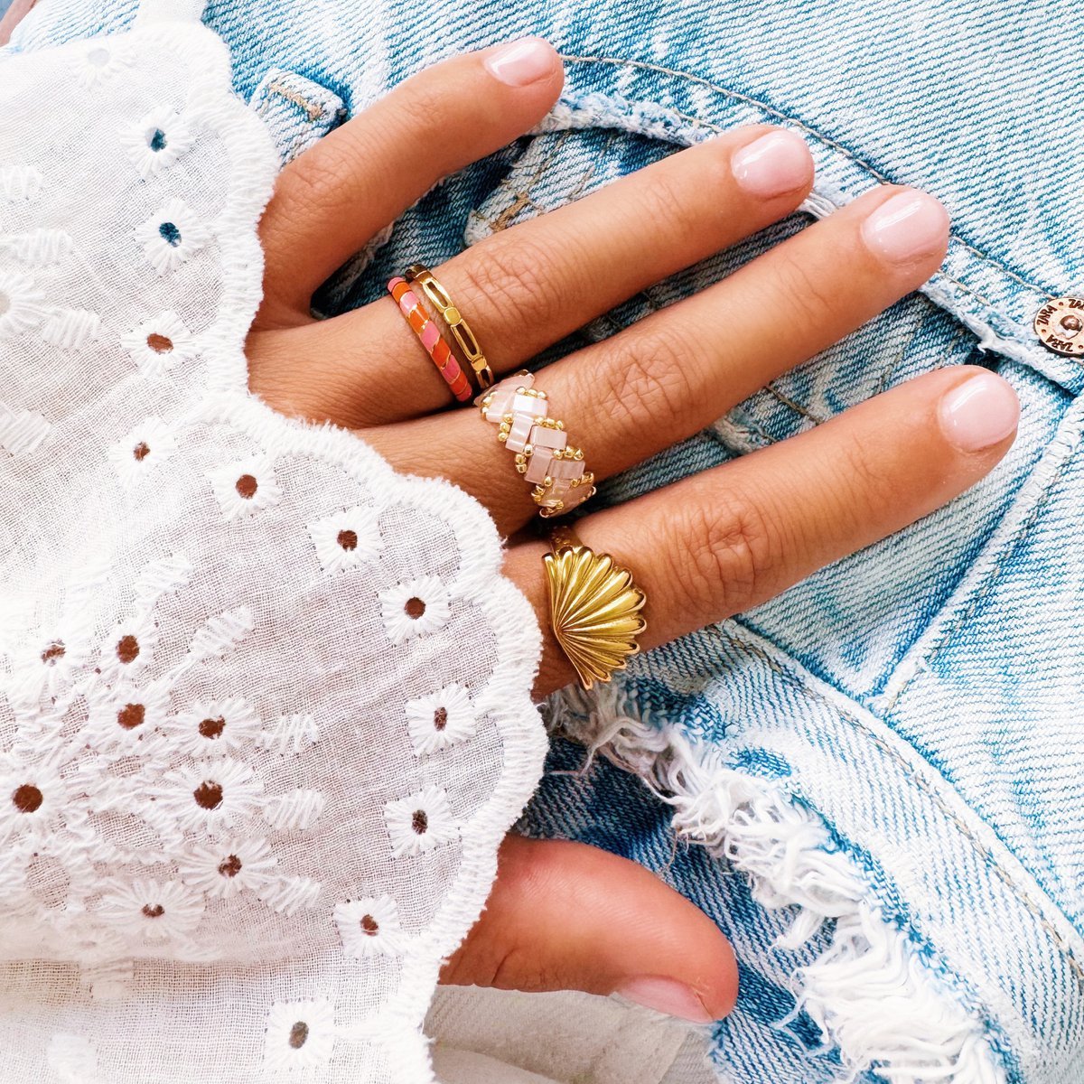 Statement-Ringfächer aus Edelstahl – Gold