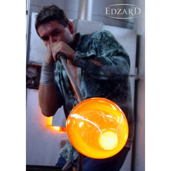 EDZARD Windlicht Molly, mundgeblasenes Kristallglas mit Platinrand, Höhe 18 cm, Durchmesser 18 cm