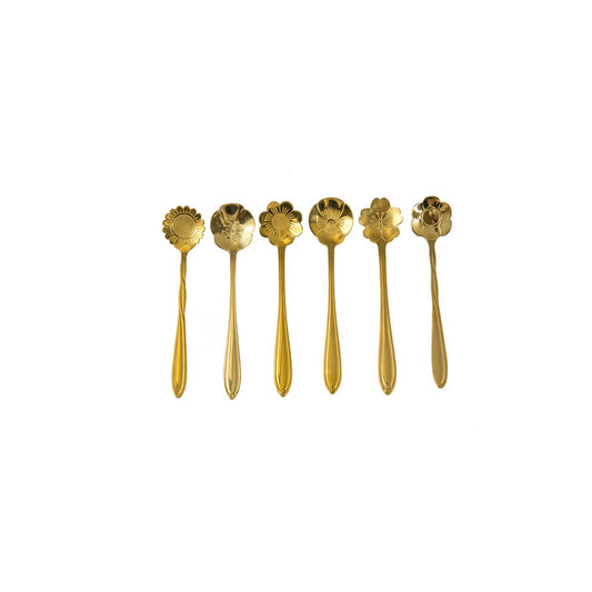 GOLD SORTIERTE BLUMEN-KUCHENLÖFFEL – 6ER-SET