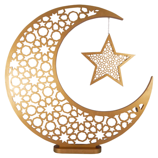 Großer geometrischer Mond und Stern — Gold