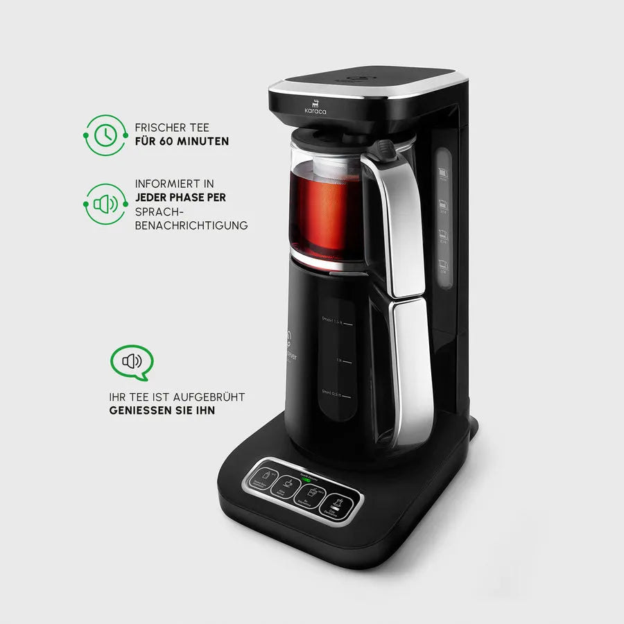 Karaca Caysever Robotea Pro 4 in 1 sprechender automatischer Teekocher Wasserkocher und Filterkaffeemaschine 2500W Space.