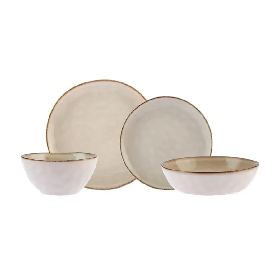 Geschirr Set für 6 Personen Aria Beige Reactive , 24 teilig