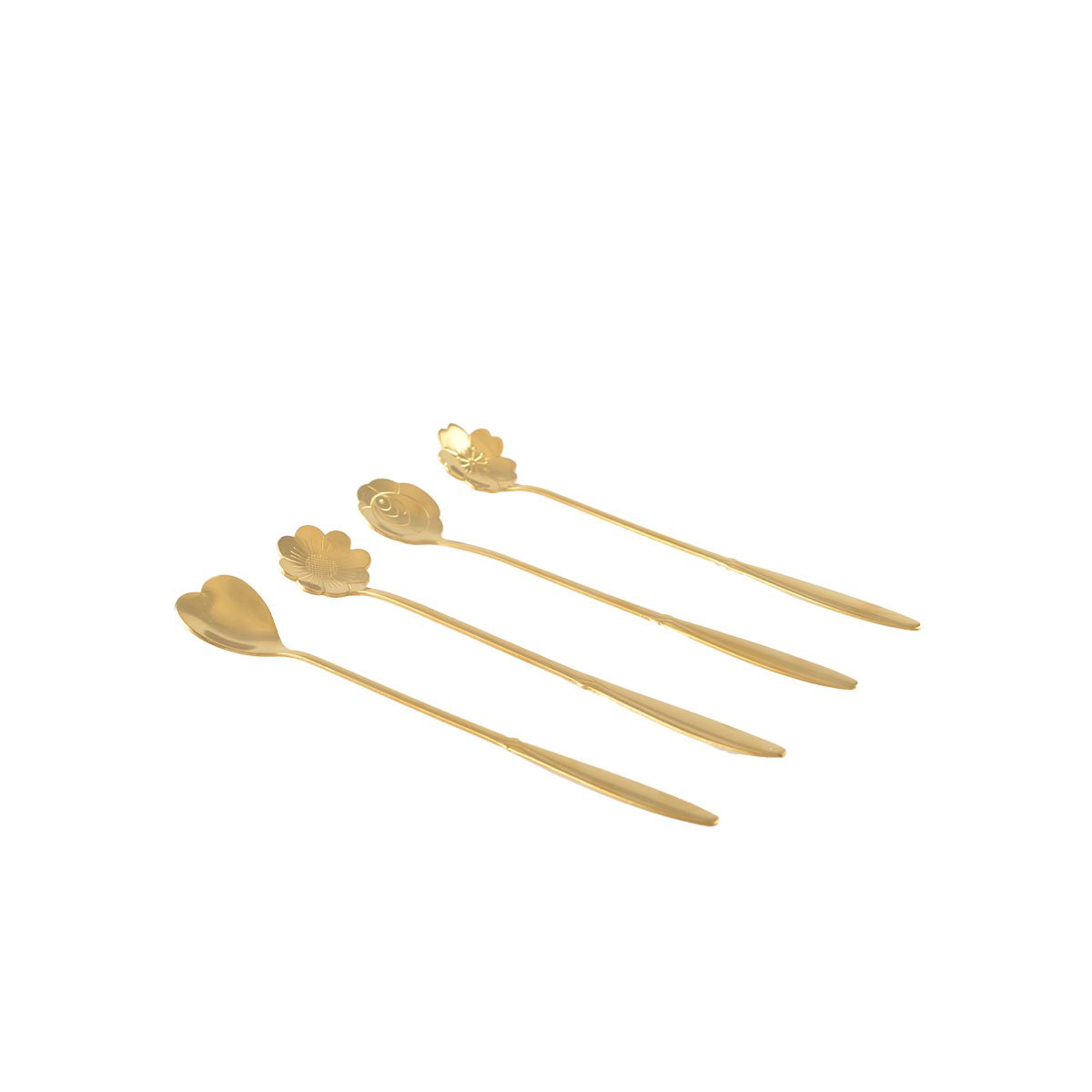 GOLDENE LANGE BLUMENLÖFFEL – 4ER-SET