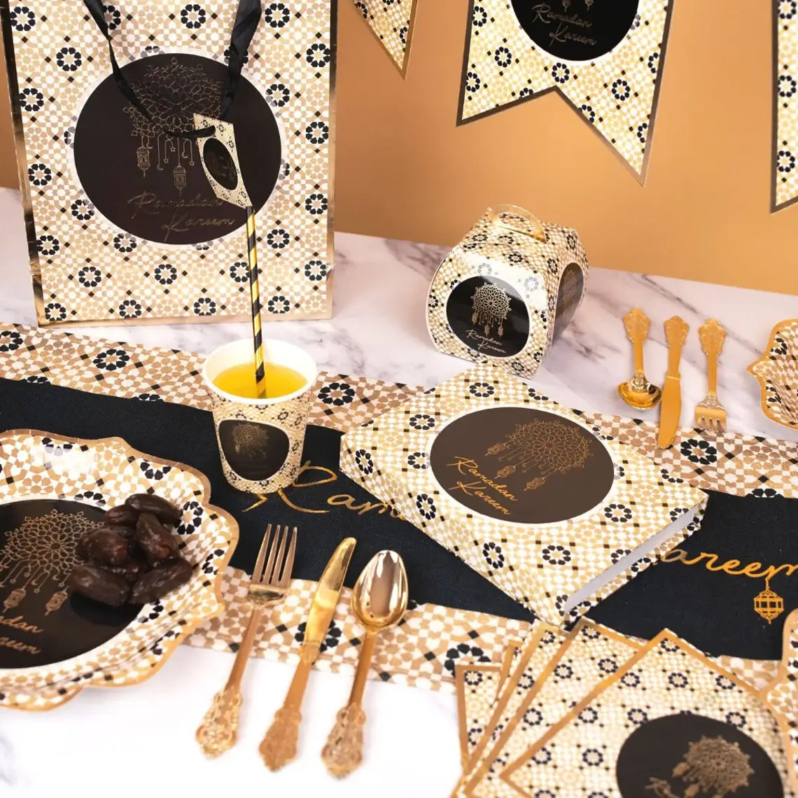 Ramadan Kareem Partybanner - Schwarz & Gold