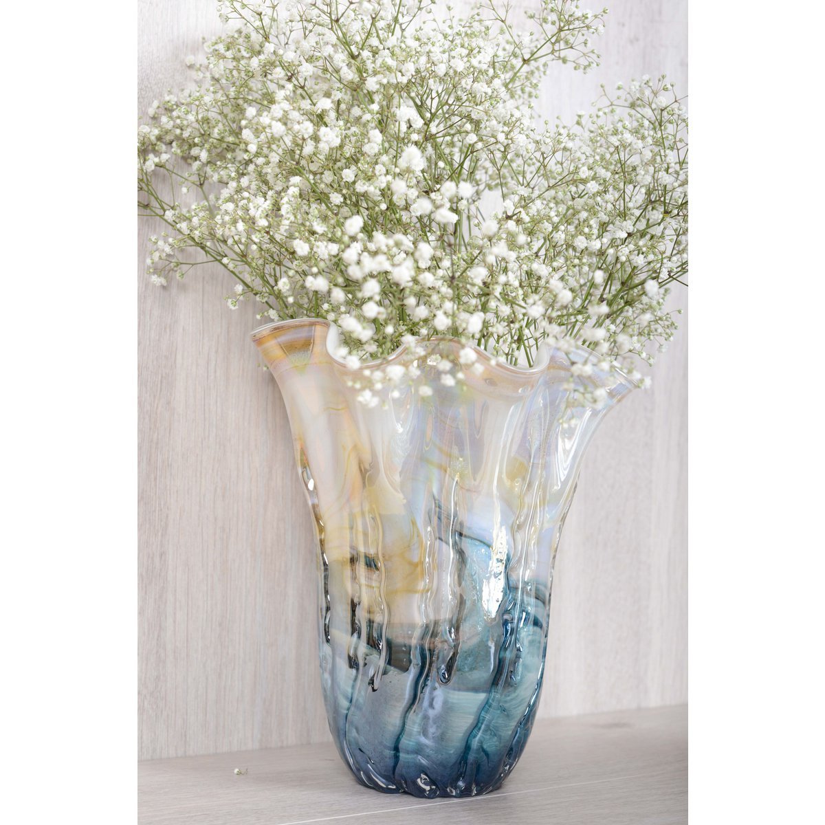 Meeres Vase Blaue und goldene , 25 x 25 x 29 cm