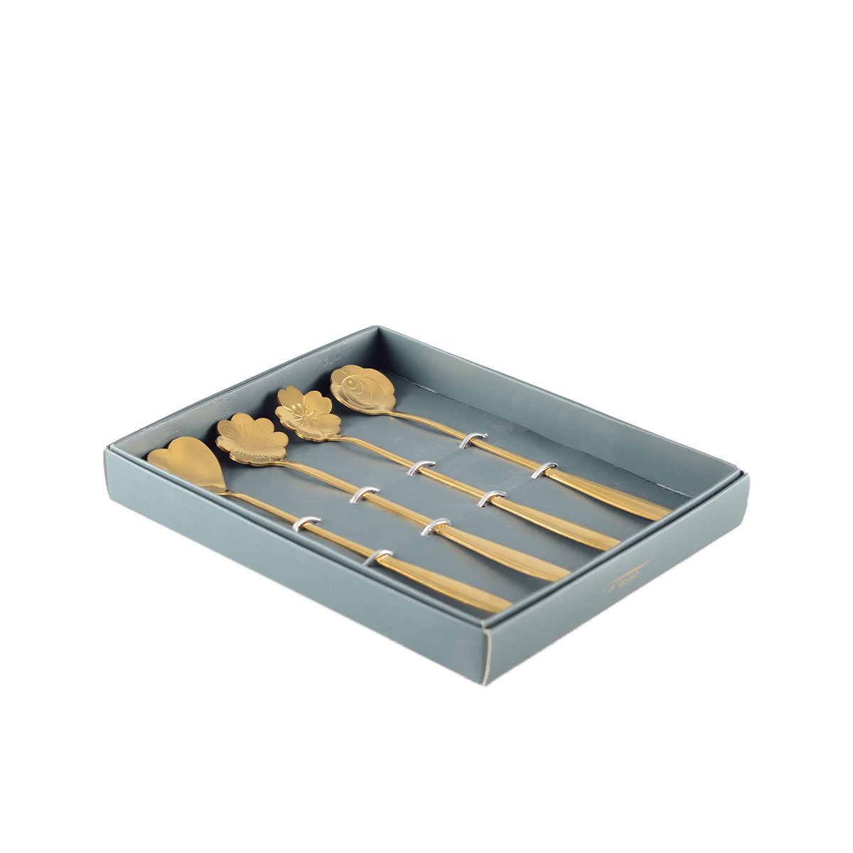 GOLDENE LANGE BLUMENLÖFFEL – 4ER-SET