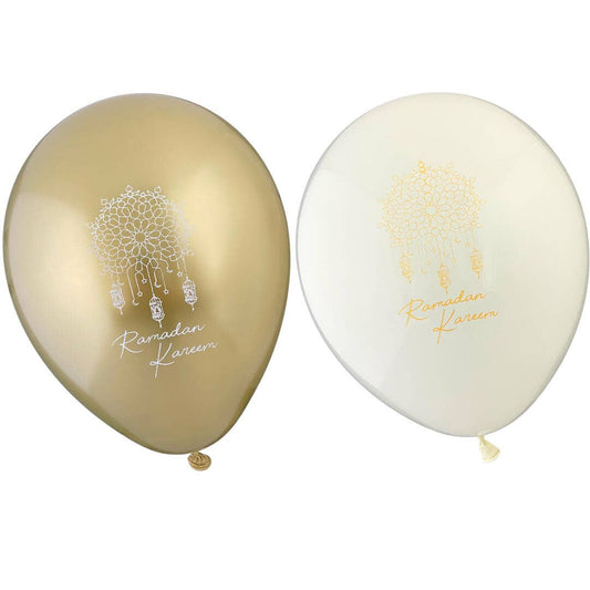 Ramadan Kareem Partyballons (10 Stück) — Gold & Weiß