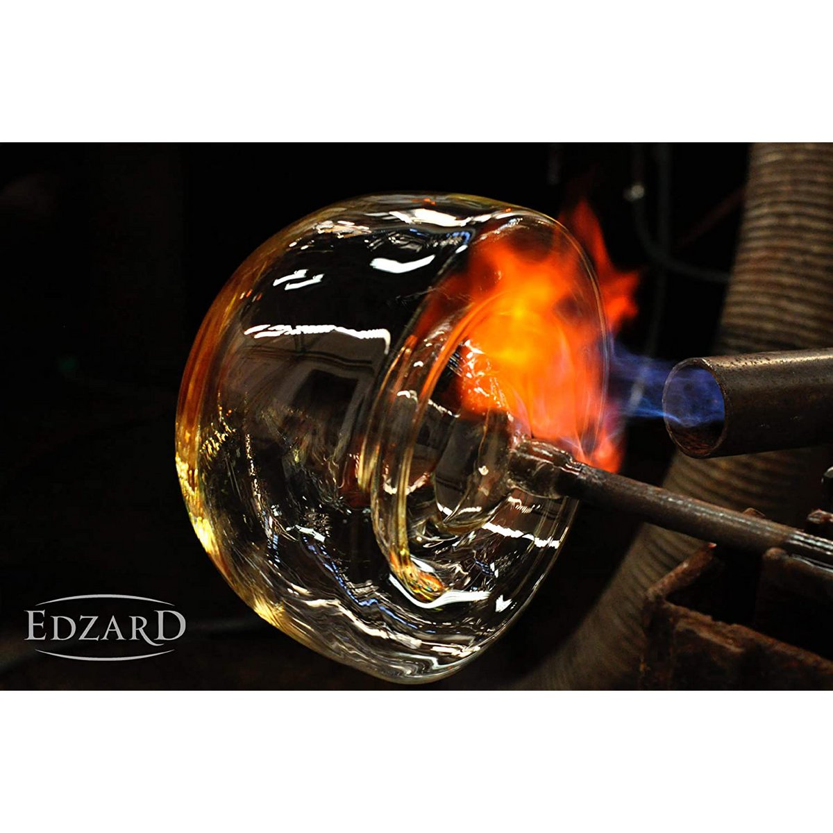EDZARD Windlicht Molly, mundgeblasenes Kristallglas mit Platinrand, Höhe 18 cm, Durchmesser 18 cm