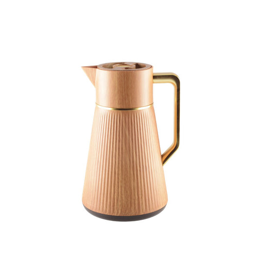 KAFFEEKANNE AUS HOLZ MIT GOLDENEM GRIFF 1L