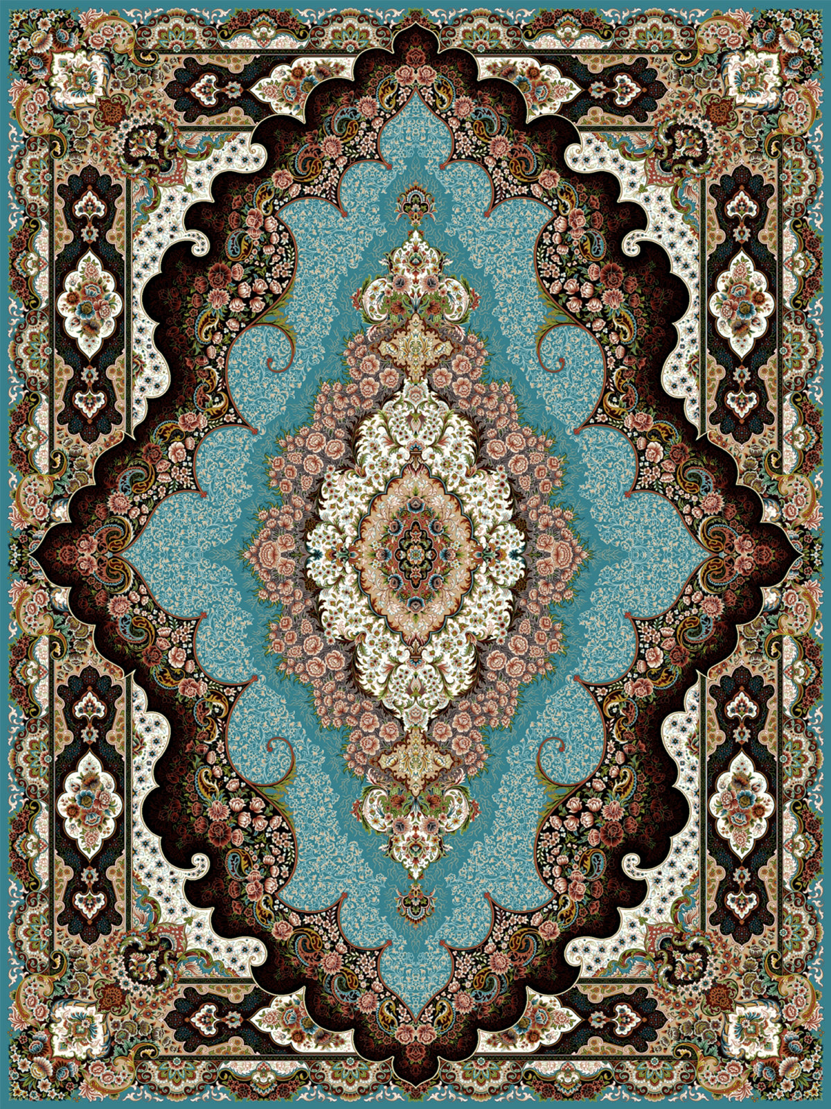 Kashan Teppich 810 Blau