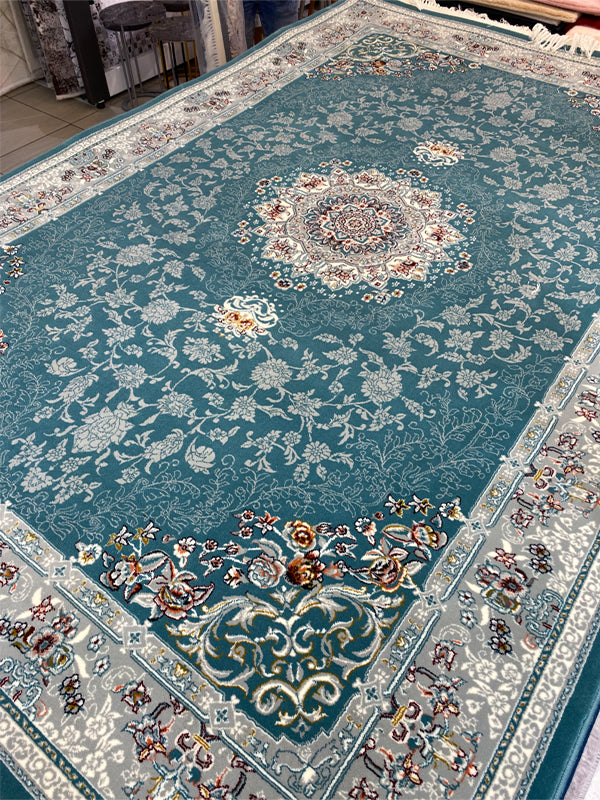 Super Mashad Orientteppich Perserteppich Blau