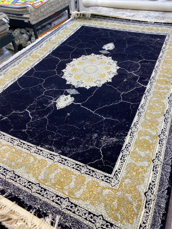 Super Mashad Orientteppich Perserteppich Dunkel Blau