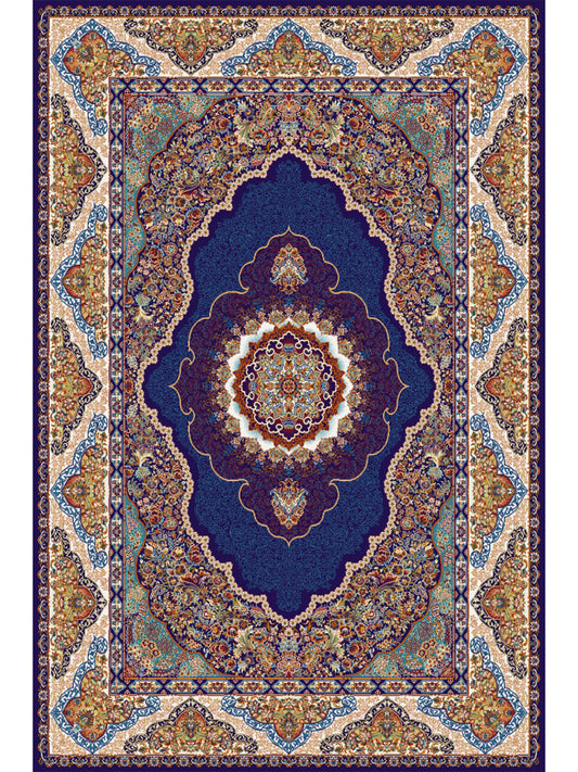 Super Mashad Teppich Orientteppich Perserteppich Dunkel Blau