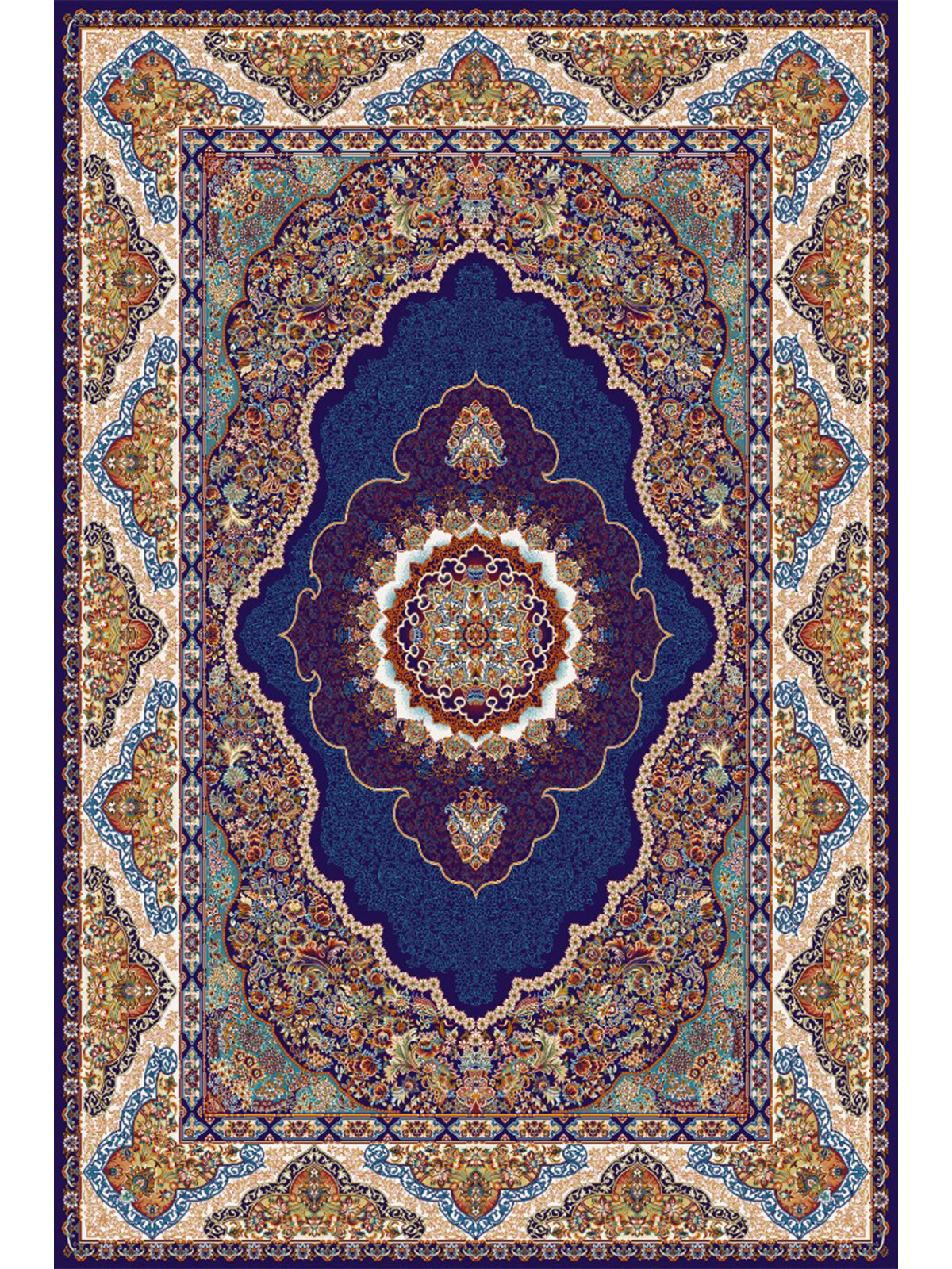 Super Mashad Teppich Orientteppich Perserteppich Dunkel Blau