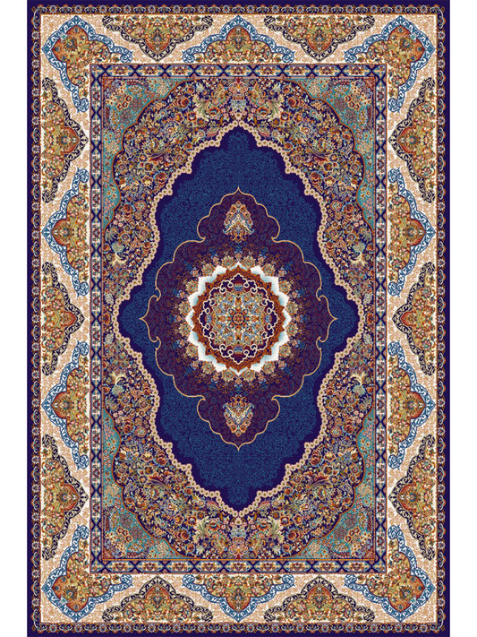 Super Mashad Teppich Orientteppich Perserteppich Dunkel Blau