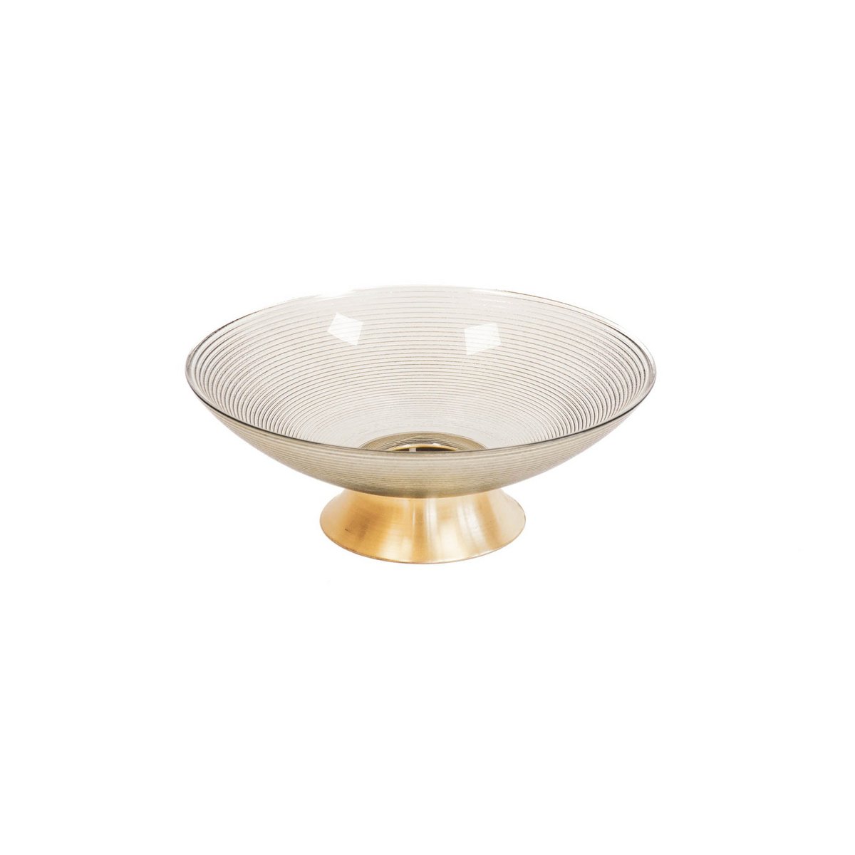 Super Schale Glass mit Fuß Gold - Smokey - 24,5x24,5x8,5cm