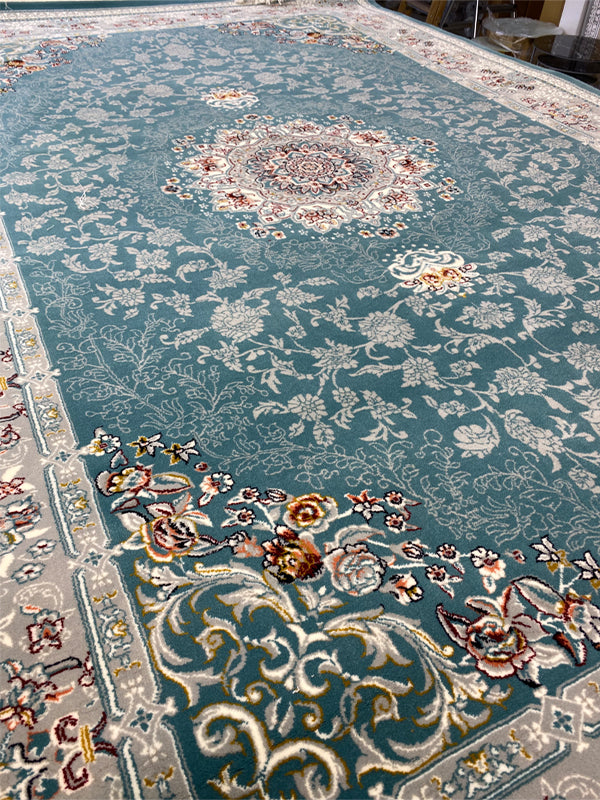Super Mashad Orientteppich Perserteppich Blau