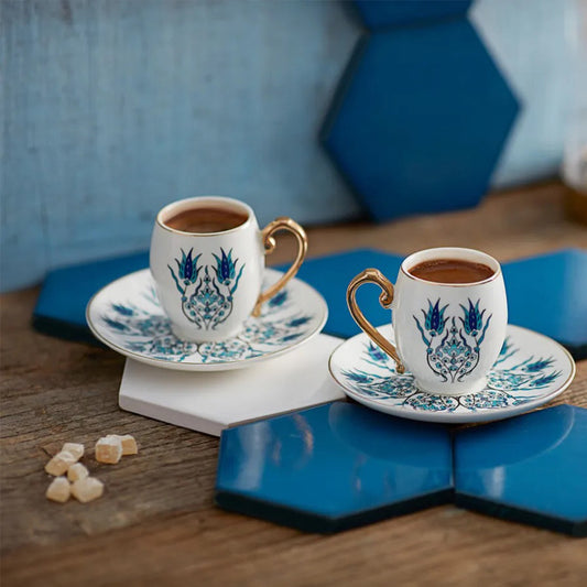 Karaca Iznik Mokkatassen Set für 2 Personen