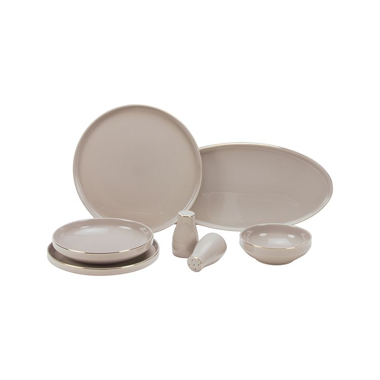 Lunel Taupe Gold Geschirrset für 6 Personen 27 tlg.