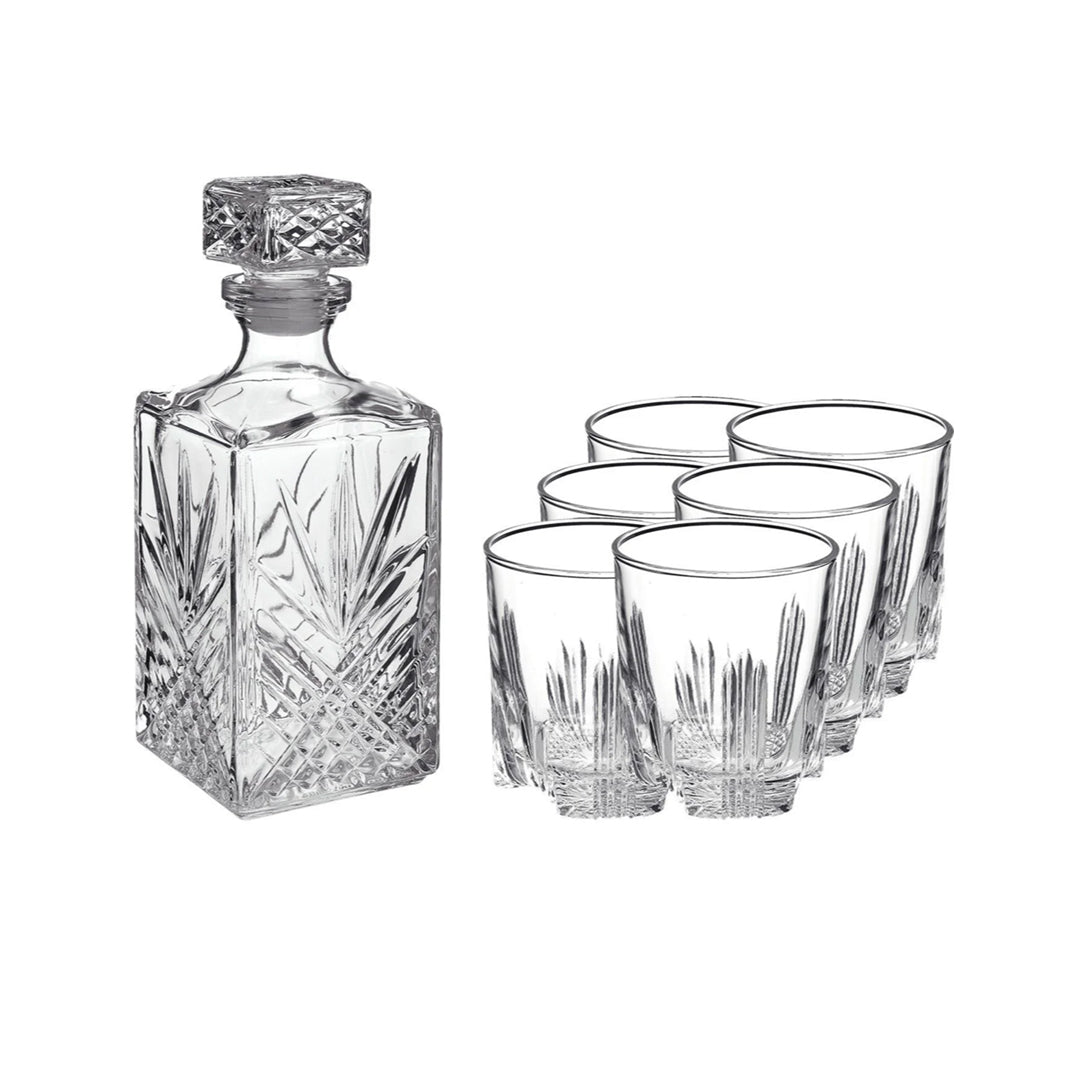 7-teiliger handgefertigter Dekanter -Gläser-Set aus Glas, eleganter Dekanter und 6 exquisiten Cocktail-Gläsern
