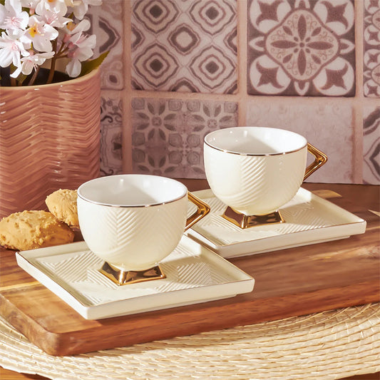Karaca Art Deco Mokkatassen Set Cream für 2 Personen